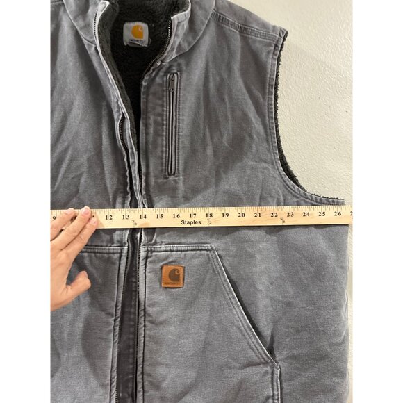 Carhartt V33 GVL Sherpa-lined mock-neck vest in gravel or grey men's 2x Full zip - Picture 7 of 8
